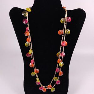 ✅ Vintage MCM Prism Gold Plate Station Chain Necklace Yellow Orange 52" Womens